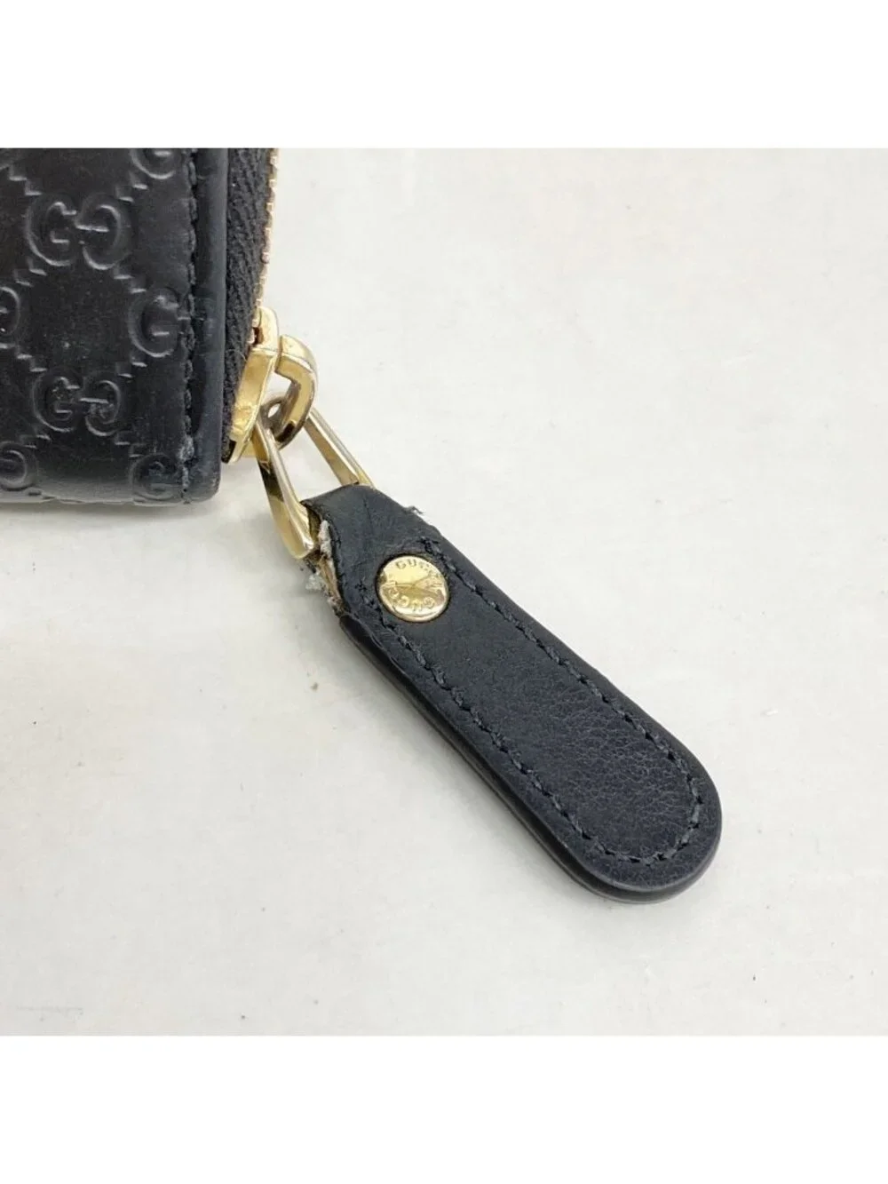 Gucci Coin Case Micro Guccissima Leather Black Champagne Gold - Picture 5 of 8